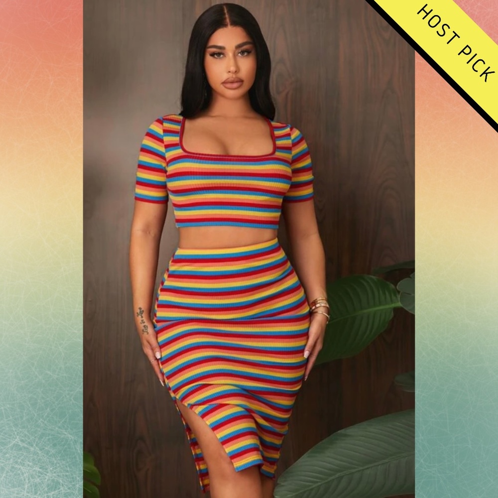 SHEIN Multicolor Striped Midi Dress